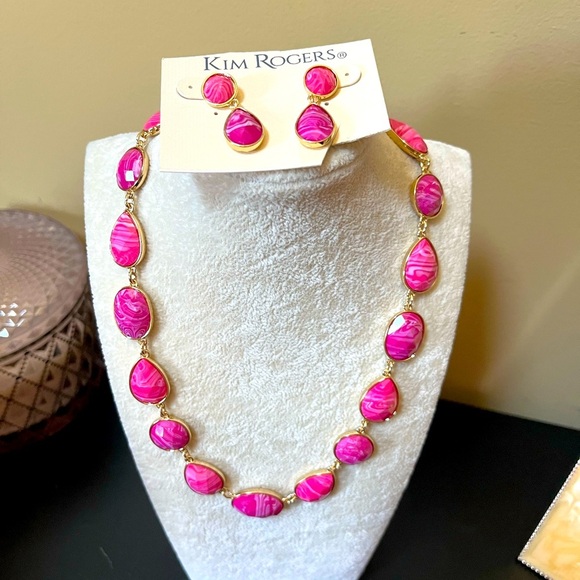 NEW! Kim Rogers Pink and Gold Jewelry Set adjustable - Picture 1 of 10